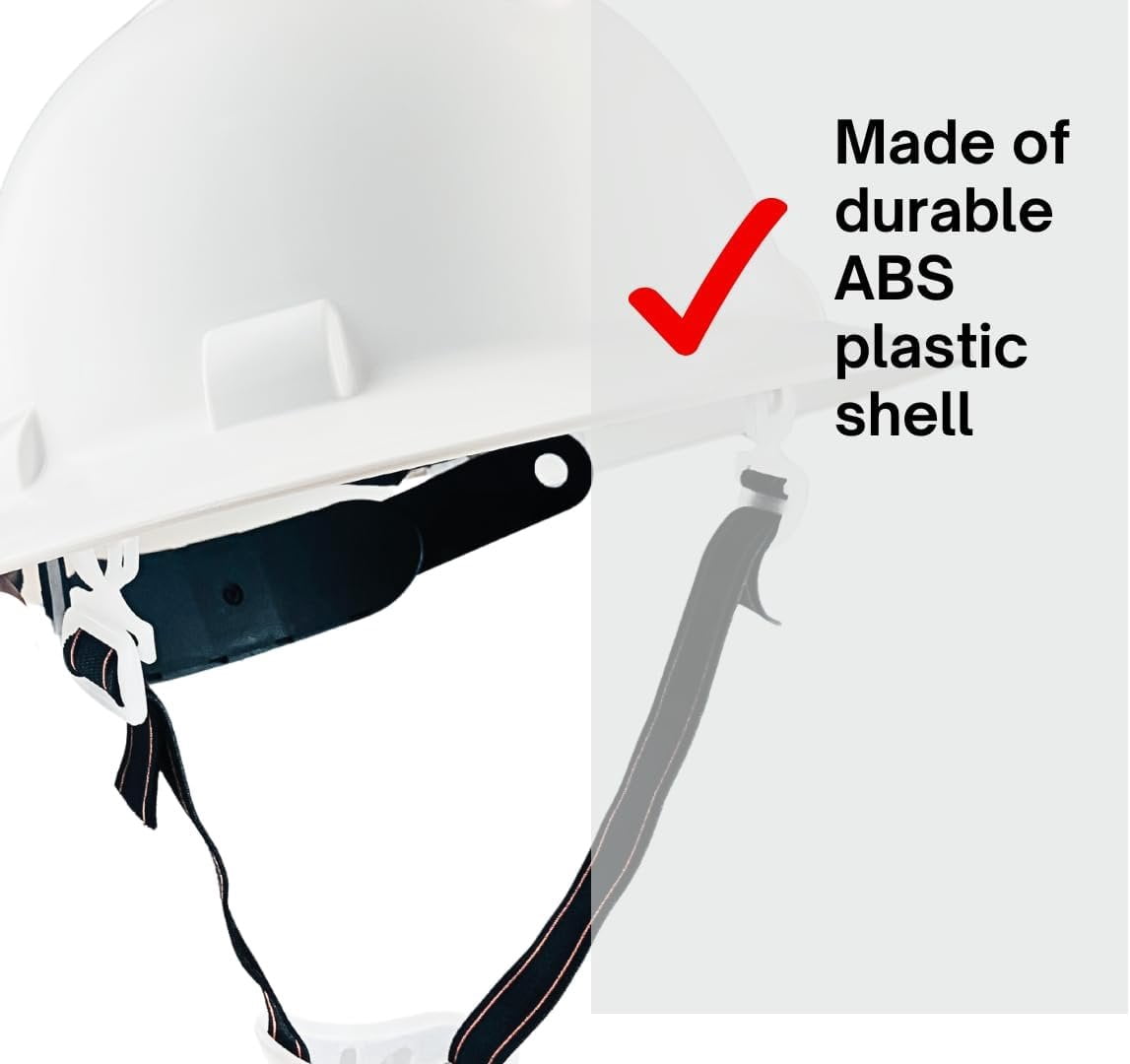 BRITEGUARD White Industrial Safety Helmet, ANSI Approved  6-Point Ratchet Suspension  Approved OSHA Hard Hats for Construction and Industrial Applications