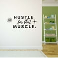 thumbnail image 2 of Hustle For That Muscle Weightlifting Exercise Gym Quote Vinyl Decal Wall Art Sticker Designs Vinyl Stickers For Home House Walls Rooms Windows Bedroom Decoration Size (12x12 inch), 2 of 3