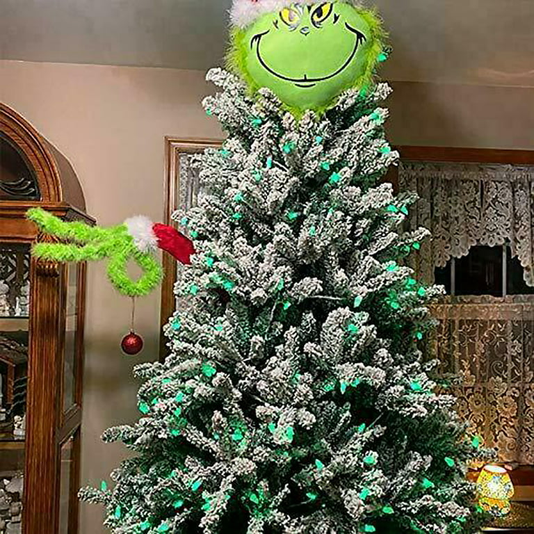 Grinch Christmas Tree Toppers Furry Green Grinch Arm Ornaments Holder Decor  Xmas