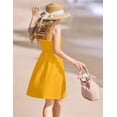 thumbnail image 5 of Arshiner Girls Dress Sundress Summer Casual Dresses Short Sleeves Dresses Yellow 11-12, 5 of 9