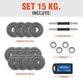 thumbnail image 3 of Set De Mancuernas C/ discos 15 kg Altera BS-15-NE Color Negro, 3 of 7