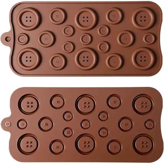 Button Silicone Chocolate Molds, 2 Pcs Candy Resin Jewelry Epoxy Mold with Non-Stick Easy-Release Feature, Suitable for Cake Decoration, DIY Crafts, and Home Baking Enthusiasts(RL)