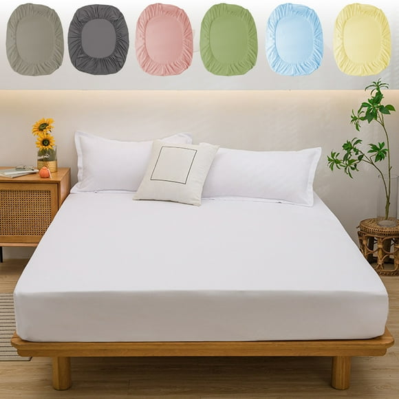 Fitted Sheet Queen Size - Waterproof Mattress Protector Cover with Deep Pockets for Bed, Allergen Proof & Soft Breathable Polyester