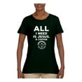 thumbnail image 2 of Wild Bobby All I Need is Jesus & Coffee Inspirational/Christian Women Graphic Tee, Forest Green, X-Large, 2 of 6