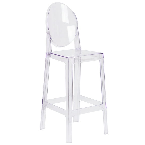 Flash Furniture Revna Ghost Barstool with Oval Back, Transparent Crystal