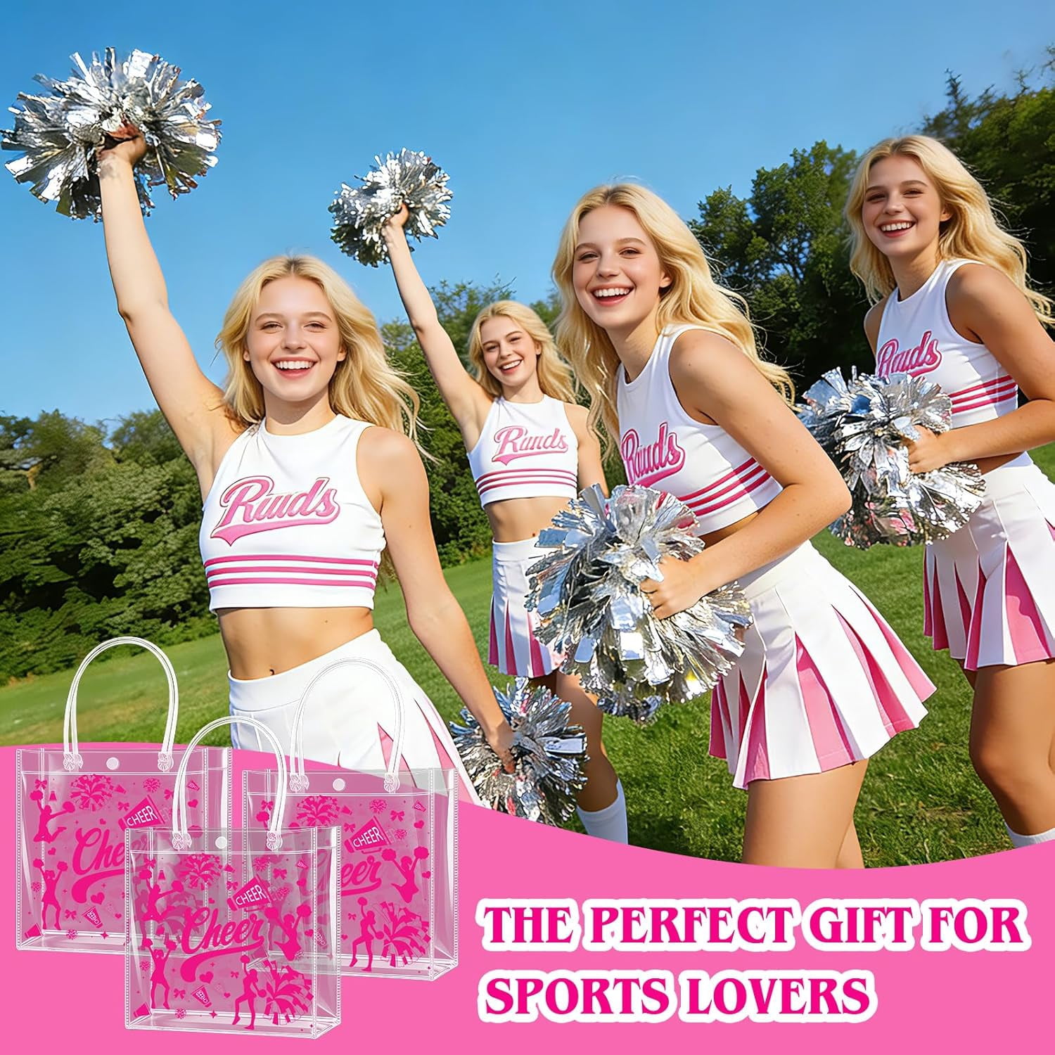 24 PCS Football Goodie Bags Double-Sided PVC Clear Bag Snack Candy Treat Gift Bags with Handle for Super Bowl Party Supplies Football Party Favors Birthday Holiday Decorations