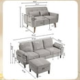 thumbnail image 7 of 79" Convertible Sectional Sofa Set, Small L Shaped 3-Seat Couch with Reversible Chaise and Accent Chair, Modern Linen Sofas Couches for Living Room, LightGrey, 7 of 7