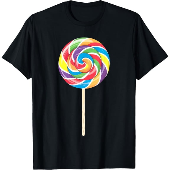Lollipop Shirt Men Women Kids Rainbow Sucker Candy Costume T-ShirtMen's and women's gift, black and white T-shirt, size: Extra large S-4XL