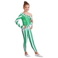thumbnail image 5 of iEFiEL Girls Christmas Candy Cane Costume Striped Ballet Unitard Sequins Jumpsuit Green 14, 5 of 7