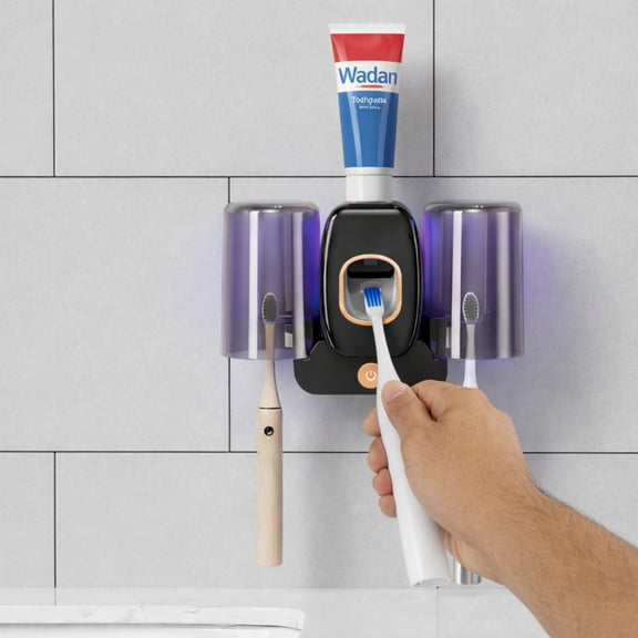 Wadan Wall Mounted Toothbrush Holder with Automatic Toothpaste Dispenser & 2 Cups