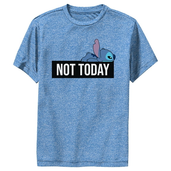 Boy's Lilo & Stitch Not Today Tired Stitch Performance Graphic Tee Royal Blue Heather Medium