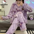 thumbnail image 2 of Sanrio Hello Kitty Winter Plush Pajamas Sets Women Kuromi Melody Cinnamoroll Home Clothes Suits Fashion Sleepwear Cute Pijama, 2 of 10