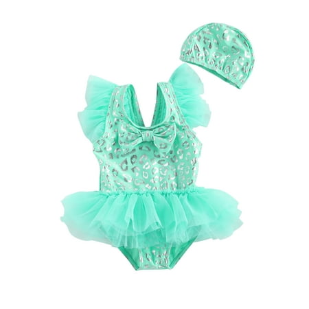 

Suanret Newborn Baby Girls Swimsuit Lace Tulle Swimwear 2Pcs Suit Bathing Suit