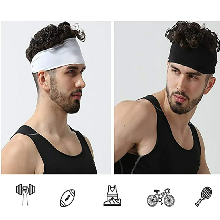 Rikastua Athletic Mens Headband (4 Pack) - Lightweight Headbands for Men, Sweat Band, Moisture Wicking Head Band Sweatband for Helmet, Gym Accessories