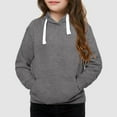 thumbnail image 5 of BOBOGOJP Boys Hoodie Cute Sweatshirt Solid Color Long Sleeve Kids Tops for Boys Girls Gray for Size 13-14 Years, 5 of 8
