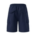 thumbnail image 4 of 2DXuixsh Pantalon Décontracté pour Homme Pantalon pour Homme Printemps Été Rue Loisirs Sport Multipoche à Cordon Taille Extensible Couleur Short Cargo Bleu Marine Taille m, 4 of 5