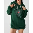 thumbnail image 2 of Faithtur Femmes Sweat à Capuche, Manches Longues à Capuche Broderie Cobweb Coeur Pull-Over Casual Tops, 2 of 9