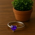 thumbnail image 4 of 925 Sterling Silver 5 MM Heart Shape Purple Amethyst Solitaire Women Valentines Day Gifts Ring, 4 of 6