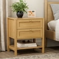 thumbnail image 4 of EYYTHUNG Modern Nightstand Set of 2 with Drawers, Farmhouse Wood Bedside Table with Open Shelf, Large End Table, Natural Oak, 4 of 5