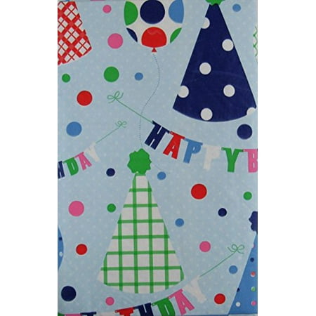 

Happy Birthday Banners Balloons And Party Hats Vinyl Flannel Back Tablecloth (60 Round)