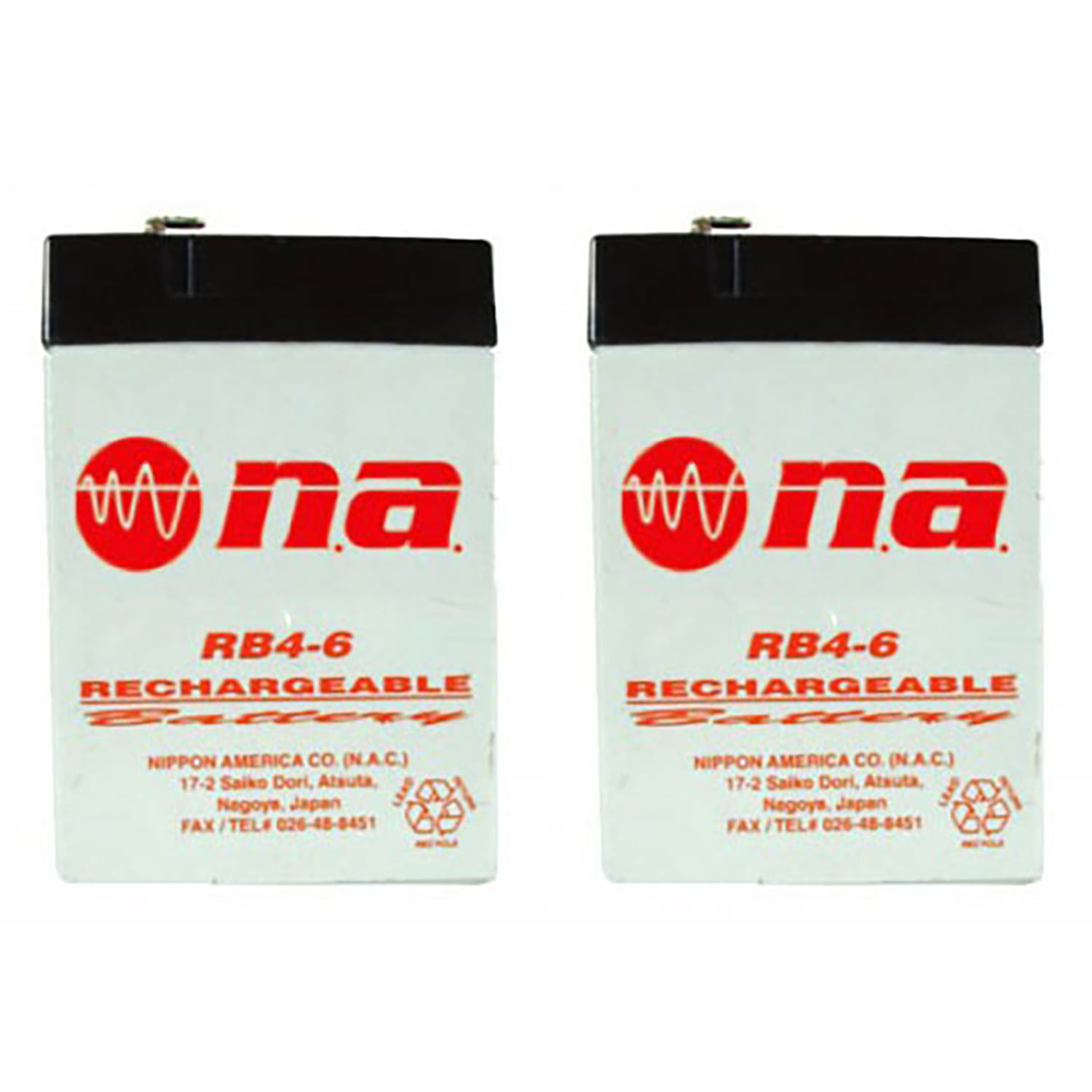 2 Pack Nippon America RB4-6 6-Volt Rechargeable Lead Acid Batteries for Toys 