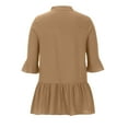 thumbnail image 6 of Women's Tops Summer Trendy V Neck Half Horn Sleeve Shirt Curved Hem Loose Flowy Comfortable Breathable Blouses (L, Khaki), 6 of 7