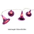 thumbnail image 4 of Halloween Decor Witch Hat String Lights 59.06 Inch Battery Operated Glowing Purple Felt Hats for Indoor Home Party Decor, 4 of 6