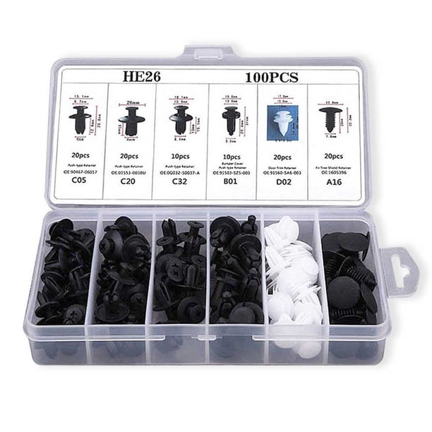Clip de sujeción automático para carrocería de coche, Pin de remache, parachoques para puerta, embellecedor, Kit de retenedor, 6 tamaños, 100 Vehículos, repuestos y accesorios Mis Tipo 1 Riwesomey VI2791-01B
