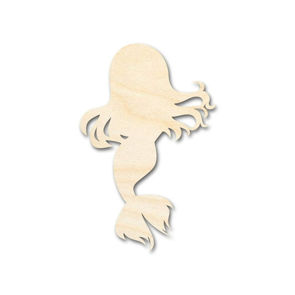Unfinished Wood Cute Mermaid Silhouette - Craft - up to 46" DIY 8" / 1/2"