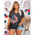 thumbnail image 3 of DEXIO Plus Size Women American Flag Shirt 4th of July Patriotic V Neck T Shirts American Flag Sunflower Graphic Tee Tops,3X, 3 of 8
