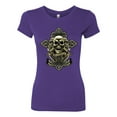 thumbnail image 2 of Wild Bobby, Brotherhood Biker Motorcycles Cross and Skull Pop Culture Womens Slim Fit Junior Tee, Purple Rush, X-Large, 2 of 3