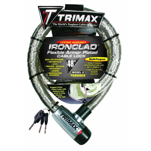 Trimax TG3048SX Supermax Security Armor Plated 48" x 26mm Stainless Steel Locking Cable