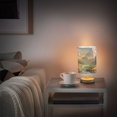 thumbnail image 6 of Beautiful Landscape River Mountain Bedside Table Lamp LED Warm Lights with USB Charging Port Retro Cylinder Desk Lamps for Bedroom Living Room Office Coffee Bar Decoration, 6 of 7