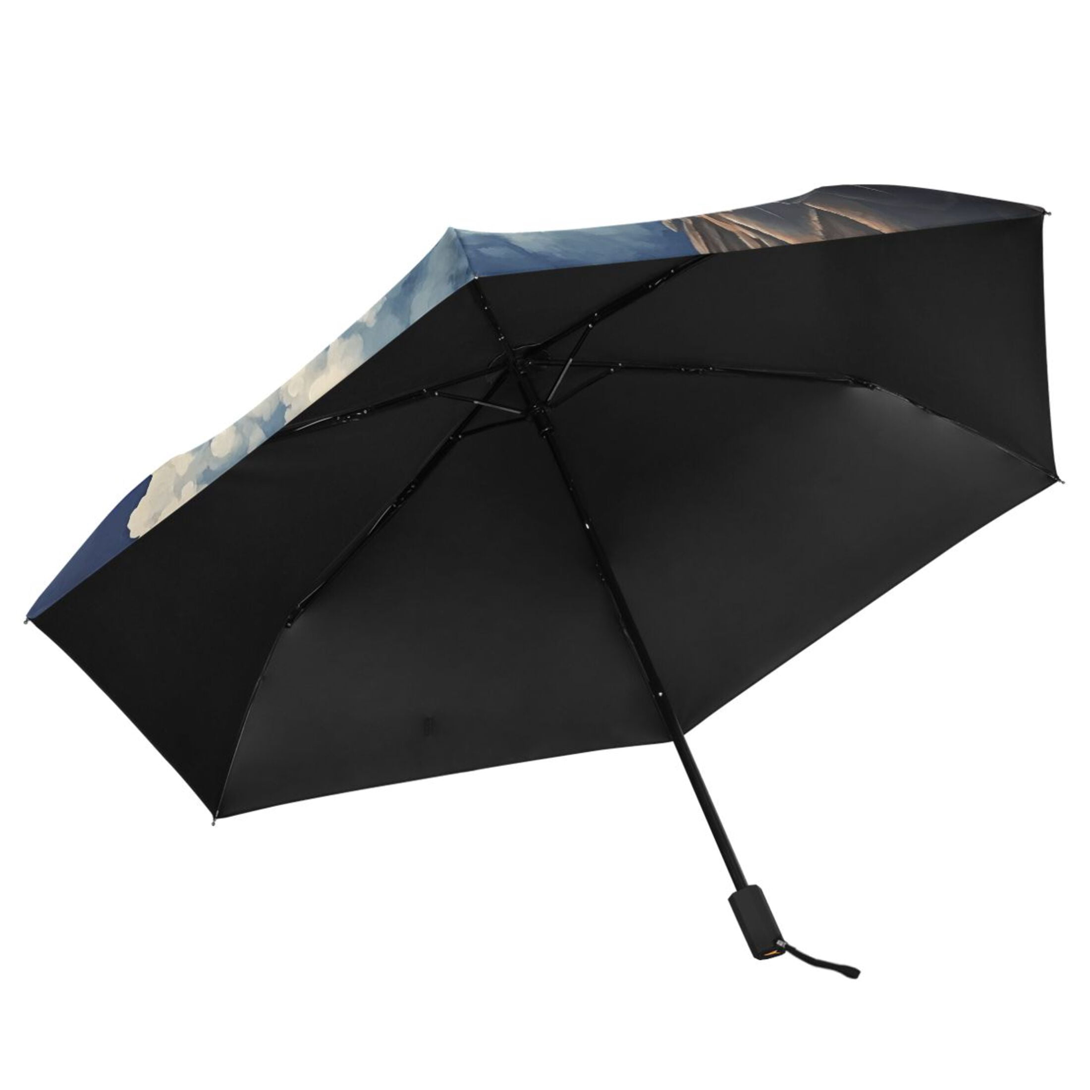 Compact Sun Umbrella Windproof Travel Umbrellas for Rain Strong Portable UV Protection American Flag and Eagle