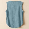 thumbnail image 4 of Dwellite Cotton Linen Tank Top for Women Lightweight V Neck Sleeveless Summer Shirts Loose Causal Eyelet Camisole 2026 Blue XL, 4 of 6
