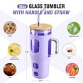 thumbnail image 6 of MUKOKO 32 oz Glass Tumbler , Glass Water Bottle with Capacity Marker and Silicone Sleeve, Iced Coffee Drinking Cup with Straw and Lid, Leakproof Suitable for Cup Holders, Purple, 6 of 7