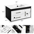 thumbnail image 3 of DEXTRUS 35.4" Bathroom Vanity Floating Wall Mounted Single With Door, Ceramic Sink Vessel and Stone Vanity Tabletop, Wood Base, 3 of 6