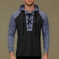 thumbnail image 2 of Pantalones Cortos de Cordón para Hombre Verano Primavera Color Bloqueado Moda Deportes Casuales Sudadera para Hombre Sudadera con Capucha Cuello Abierto Ajuste Suelto, 2 of 7