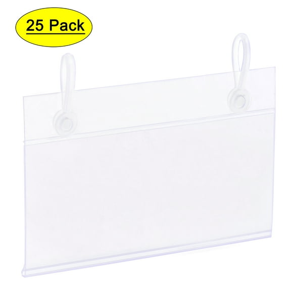 Uxcell 90x55mm Clear Plastic Label Holder with Hanging Buckle, 25 Pack