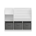 thumbnail image 4 of Tcbosik Small Bookshelf, Bookcase with 3 Fabric Drawers, Display Storage Rack for Bedroom, Living Room, White+Gray, 4 of 9