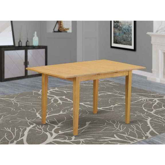 Retro Kitchen Table - Rubberwood Dining Table with Leaf - Seats 4-6 - Oak Finish - Stylish Design