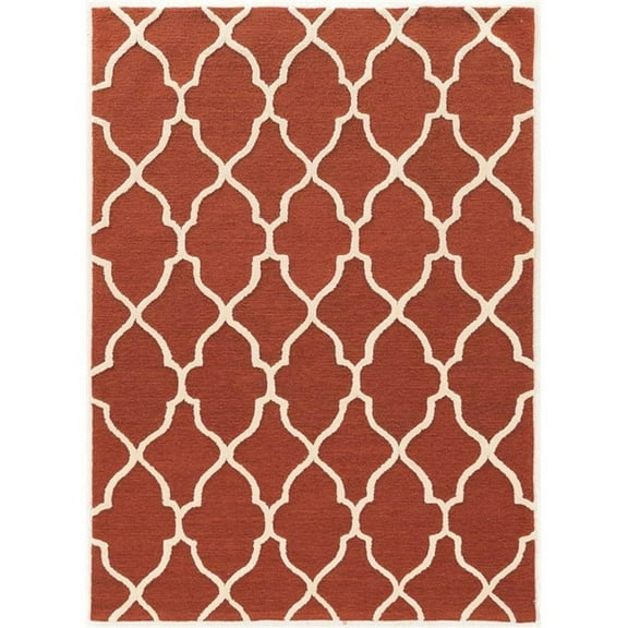 Riverbay Furniture 8' x 10' Hand Tufted Rug in Rust and Cream