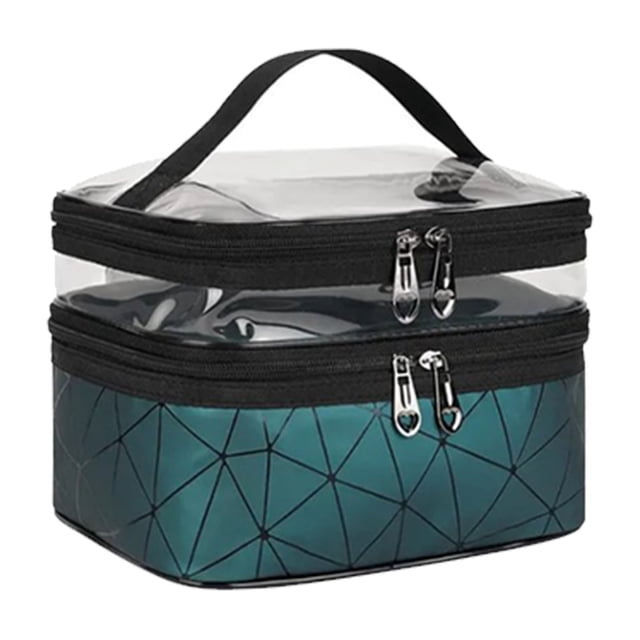 Bolsa de Almacenamiento Portátil, Estuche de Maquillaje de Doble Capa Tpu y Cuero para el Uso del Hogar o los Vieges