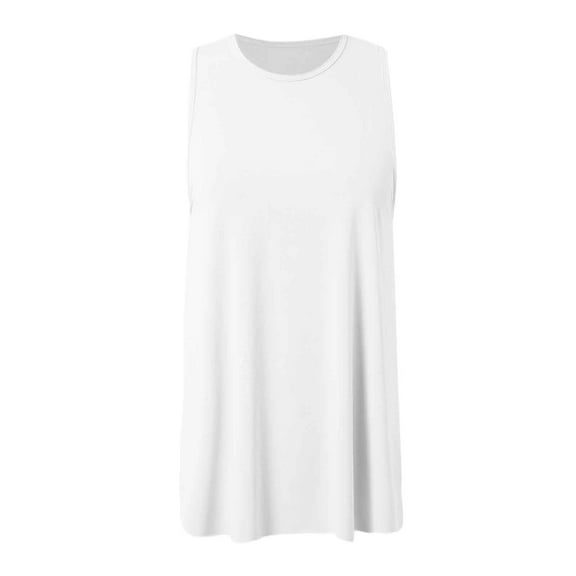 MIXUE Boho Tops For Women Summer Solid Color Round Neck Sleeveless Elastic Yoga Sports Vest Pullover Shirts For Women T Shirts Daily-Wear,White,XL