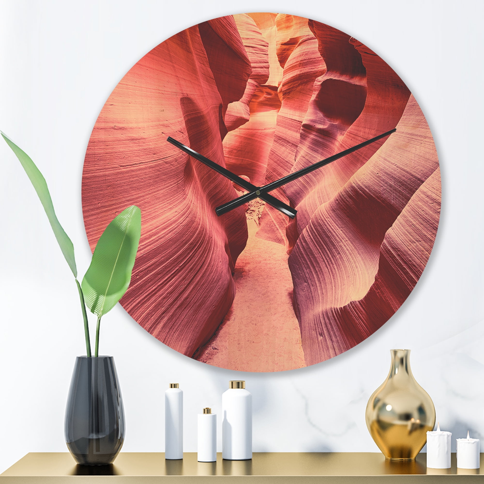 Designart 'Famous Antelope Canyon Landscape' Modern Wood Wall Clock