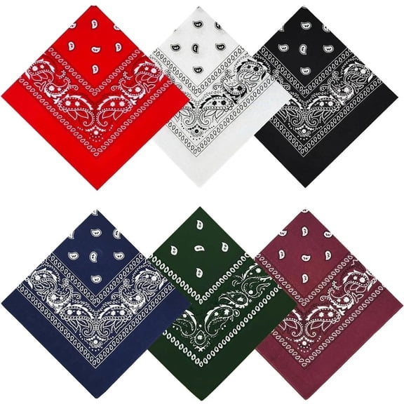12 Pcs 100% Cotton Bandanas, 6 Colors 2 Each, 21x21 Inch Soft Headwraps for Men & Women