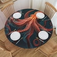 thumbnail image 2 of Red Octopus Tentacles Art Round Fitted Tablecloth Elastic Edged Table Cloth Waterproof Table Cover 54in, 2 of 7