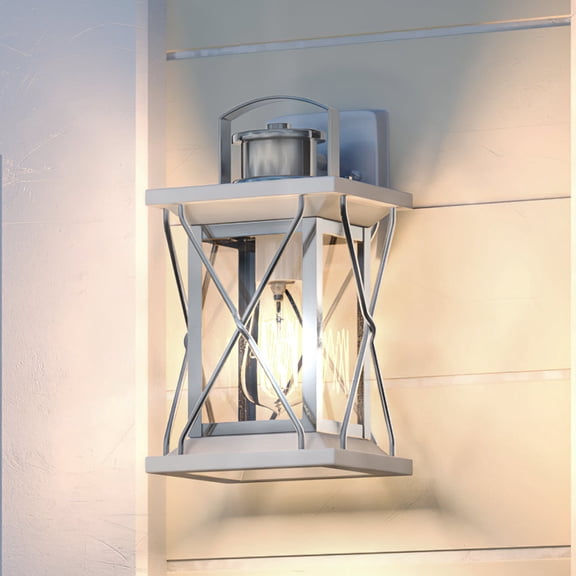 Luxury Colonial Outdoor Wall Sconce, 13''H x 6.125''W, with Tudor Style Elements, French Country Design, Stainless Steel Finish and Shatterproof Glass, UHP1222