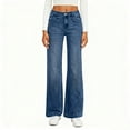thumbnail image 2 of LWavelet Womens High Waisted Flared Jeans Daily Casual Denim Pants Blue L, 2 of 5