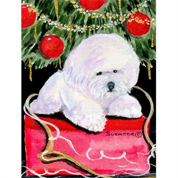28 x 40 In. Christmas Tree With Bichon Frise Flag Canvas, House Size